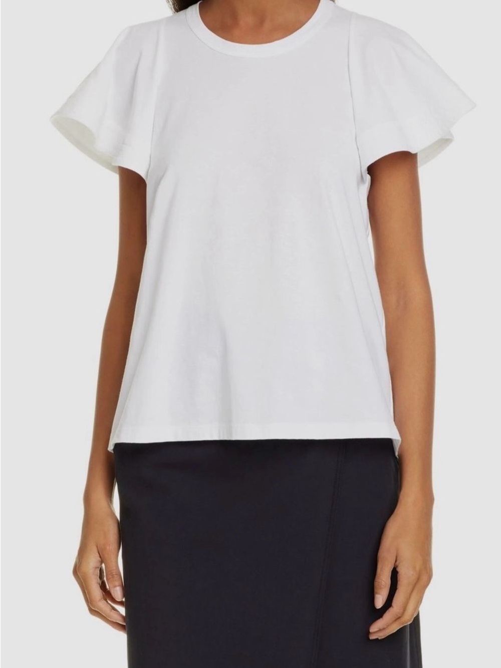 A.L.C Womens White Carrie Short Flutter Sleeves Crewneck Tee Top Size Small